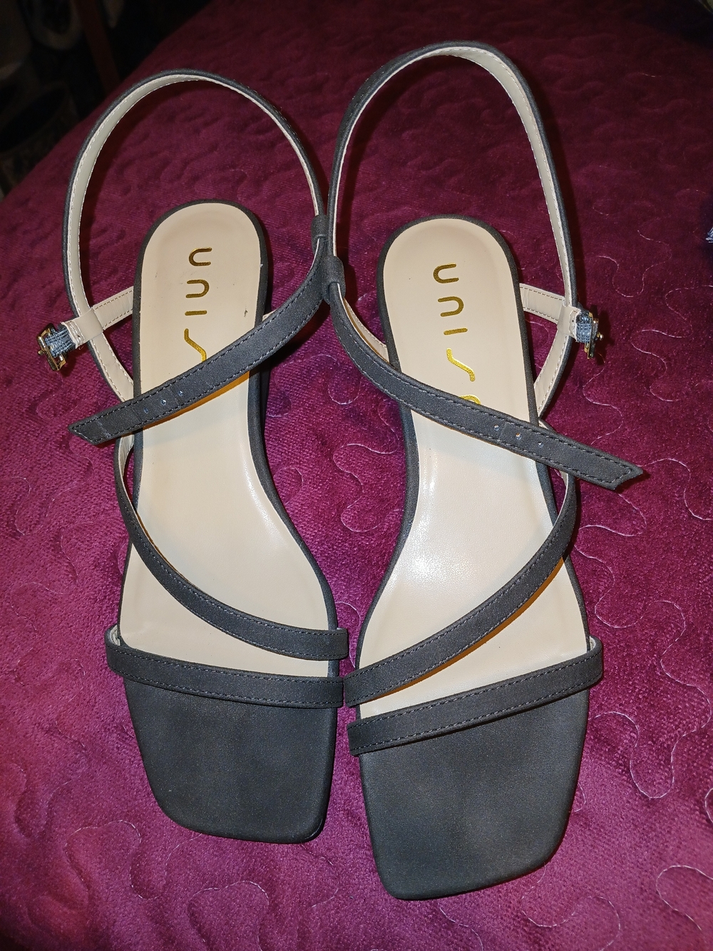 Unisa Black Cross-Strap Square-Toe Slingback Sandals